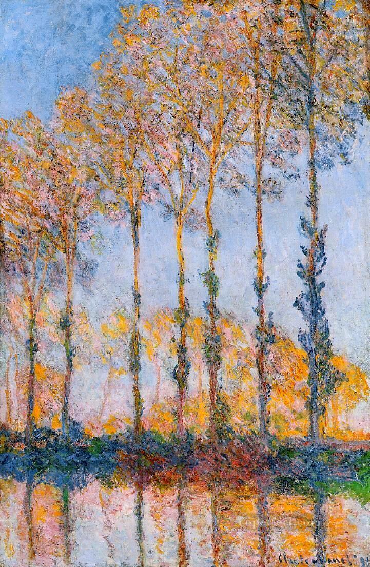 Poplars White and Yellow Effect Claude Monet woods forest Oil Paintings